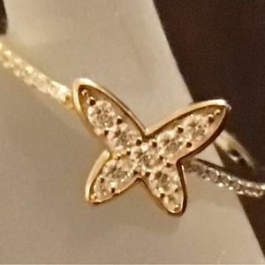 NEW Diamonique Butterfly 🦋 Ring…Size 9…Gold Over Sterling